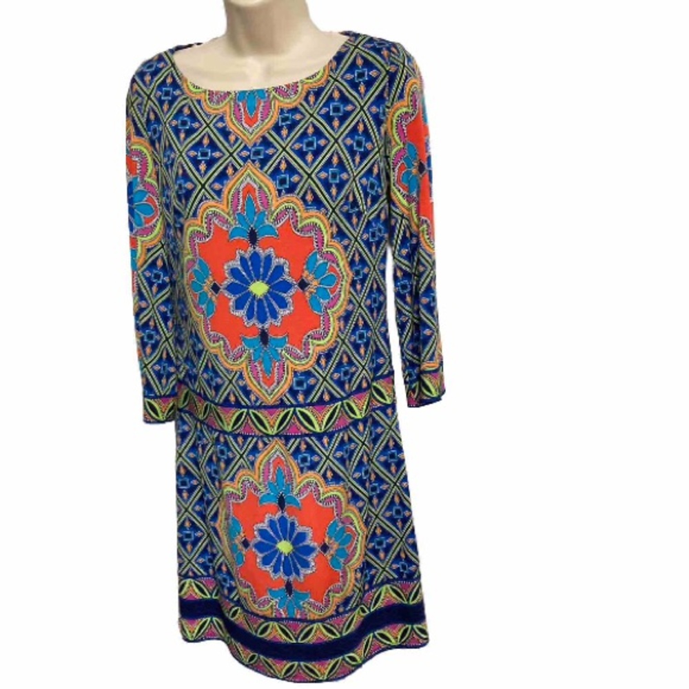 LAUNDRY By Shelli Segal Los Angeles Bohemian Mandala Geometric Dress Women XS